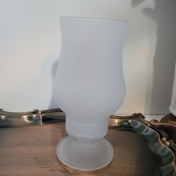 Satin Glass Hurricane  Candle Holder - Picture 2 of 6